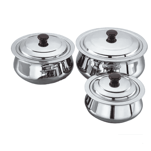Set Of 3 Handi Set, Desi Handi Style Cooking Pots, Kitchen Cookware Set, Kitchen Dekchi Set Pot With Lid, Kitchen Cooking Bell Pot Stainless Steel Kitchen Ware Cooking Bowl Set Of 3 Handi Set, Desi Handi Style Cooking Pots, Kitchen Cookware Set, Kitchen Dekchi Set Pot With Lid, Kitchen Cooking Bell Pot Stainless Steel Kitchen Ware Cooking Bowl